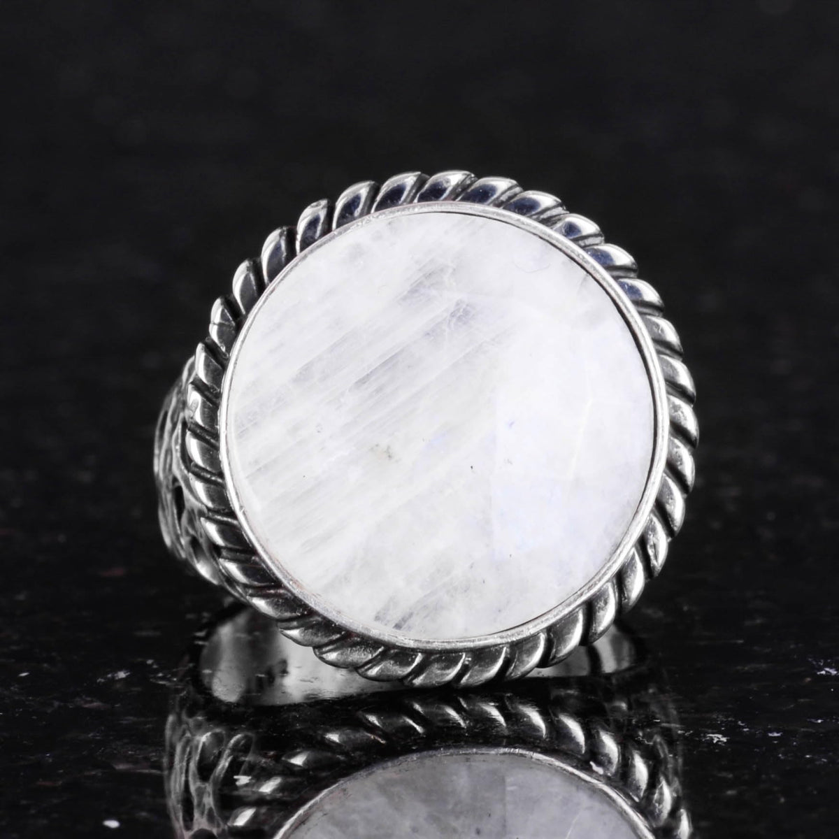 Natural Moonstone Ring - 925 Sterling Silver Men's Ring — 3