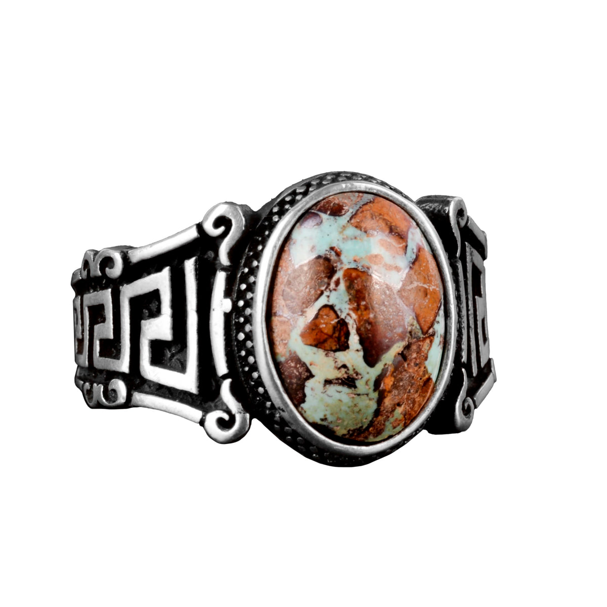 Natural Arizona Turquoise Stone Ring, 925 Sterling Silver Men's Ring (Model-7)