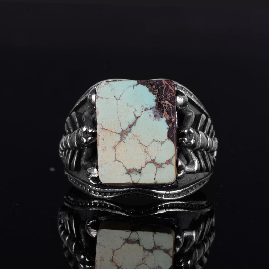 KAMBO Natural Turquoise Stone Men's Ring – 925 Sterling Silver Scorpion Design Statement Ring (Style-2) — 4