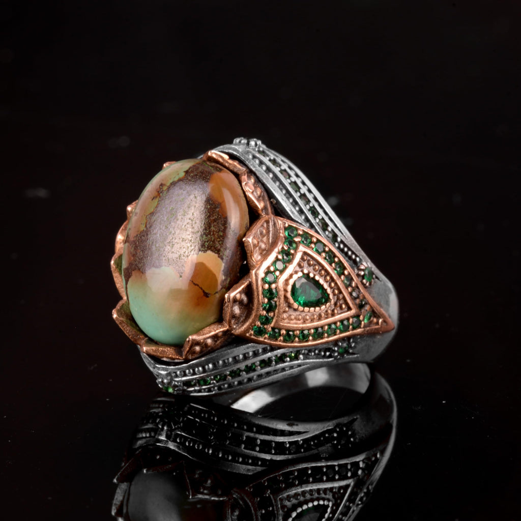 925 Sterling Silver Ring, Natural Arizona Turquoise Stone Ring (Model-3) — 5