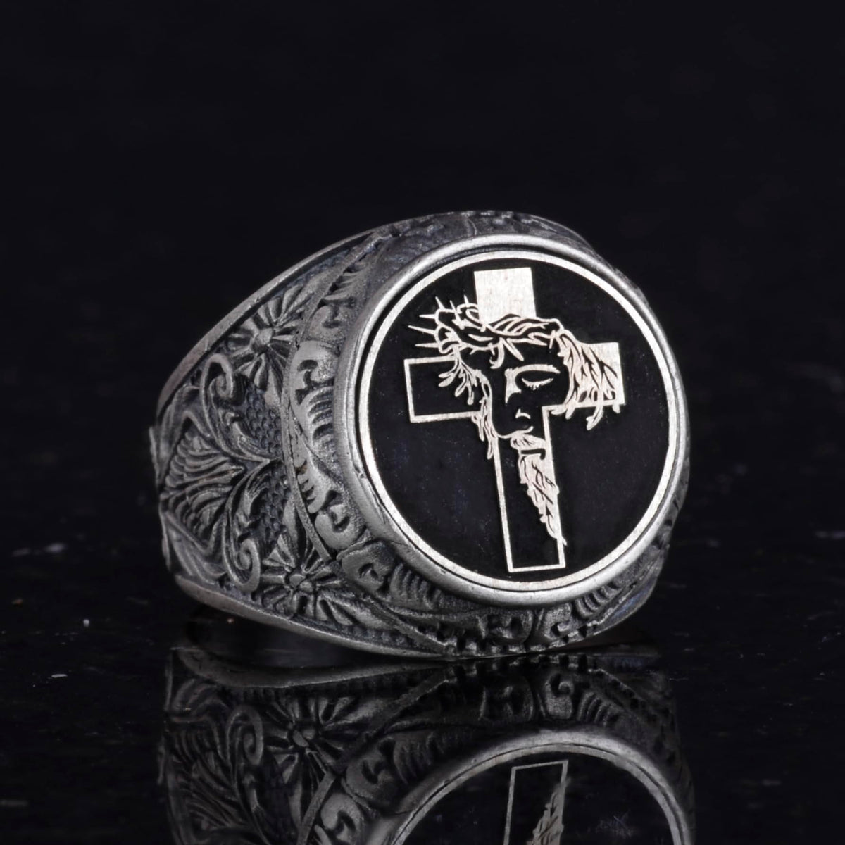 Cross Ring - Men's 925 Sterling Silver Christian Ring - Jesus Ring — 5