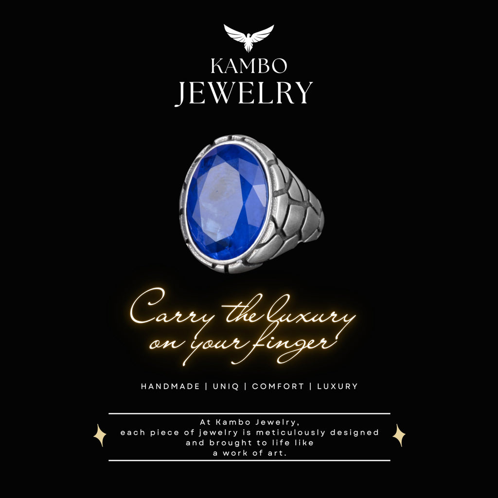 Luxury 925 Sterling Silver Paraiba Stone Ring — 7