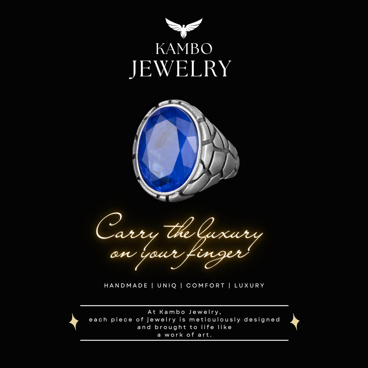 Luxury 925 Sterling Silver Paraiba Stone Ring — 7