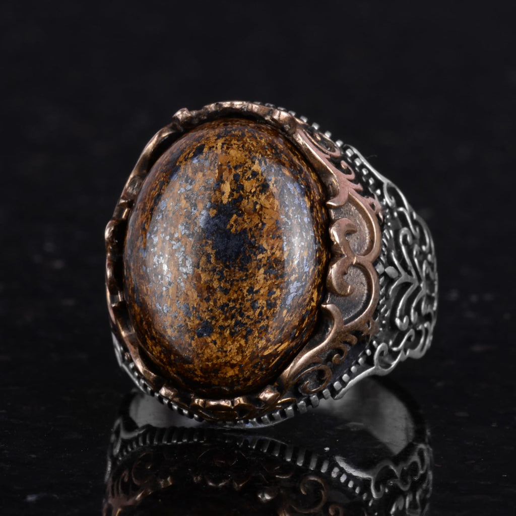 Natural Stone Handmade Ring - 925 Sterling Silver Ring (Bronzite) — 6