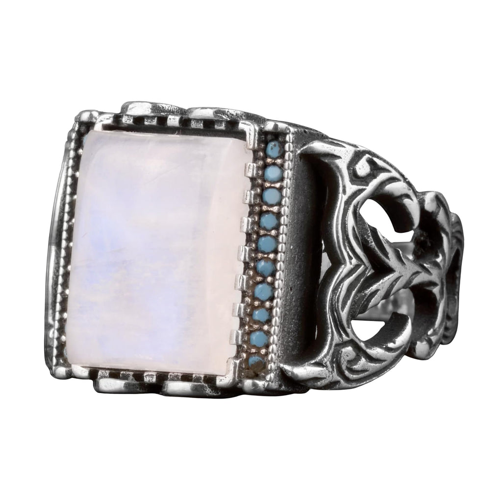 Natural Moonstone Ring, 925 Sterling Silver Handmade Vintage Style
