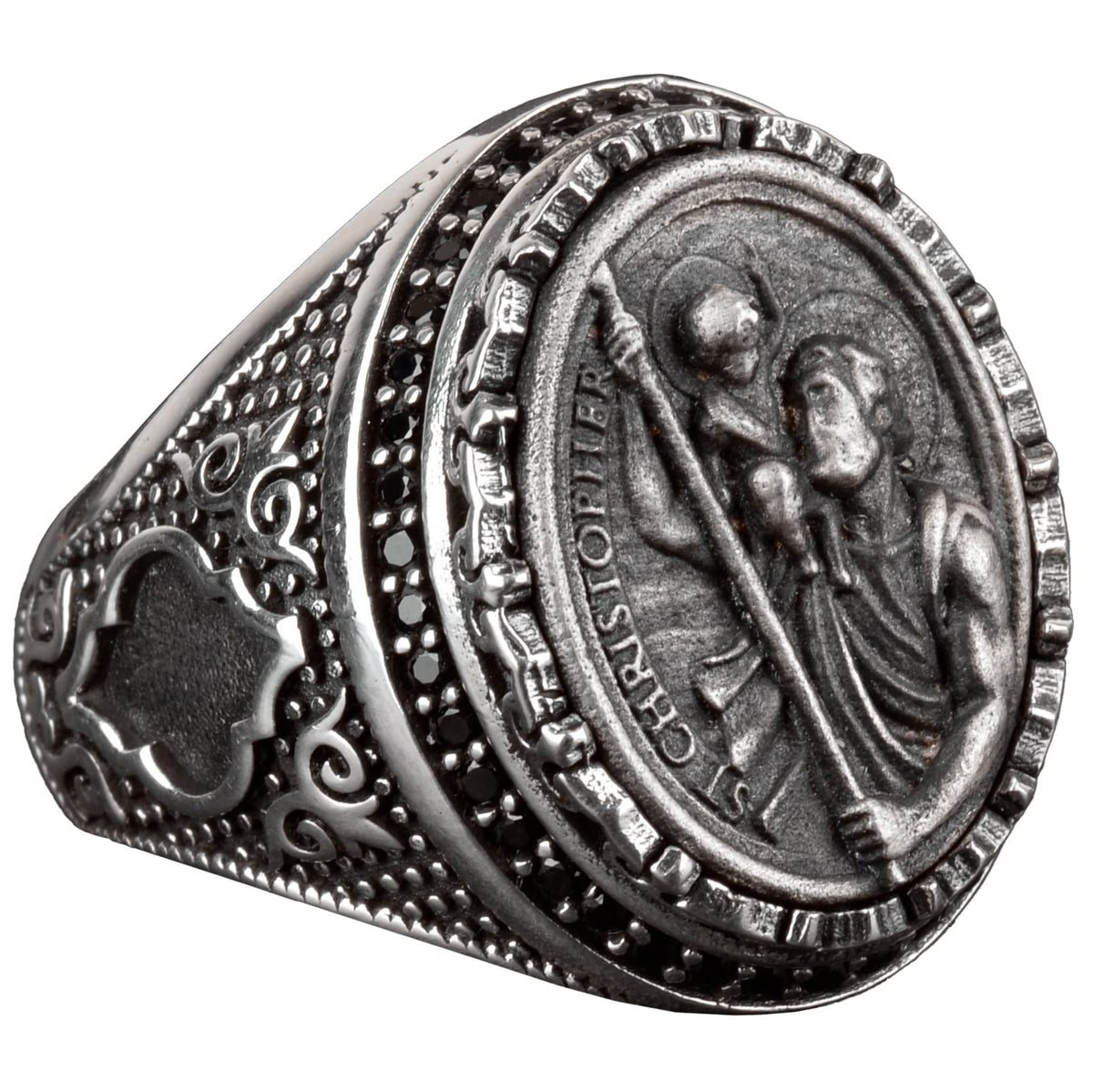 Kambo 925 Sterling Silver Men's Saint Christopher Ring – Showy and Spiritual Design, Ideal for Daily Use and Special Occasions