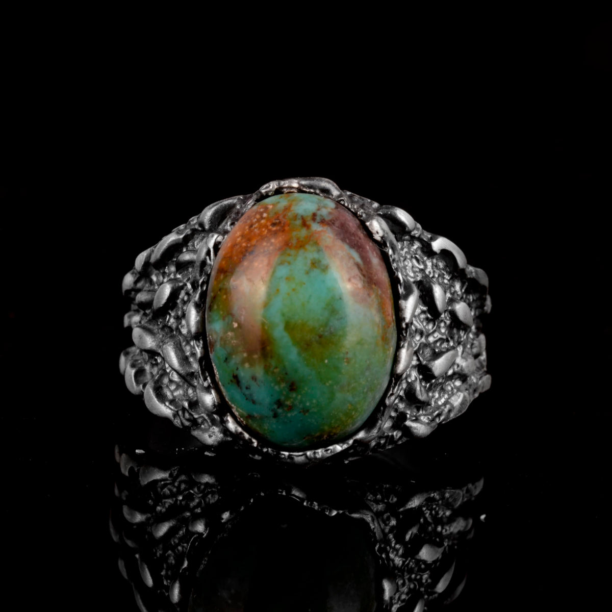 Natural Arizona Turquoise Stone Ring - 925 Sterling Silver Minimalist Ring (Model-5) — 2