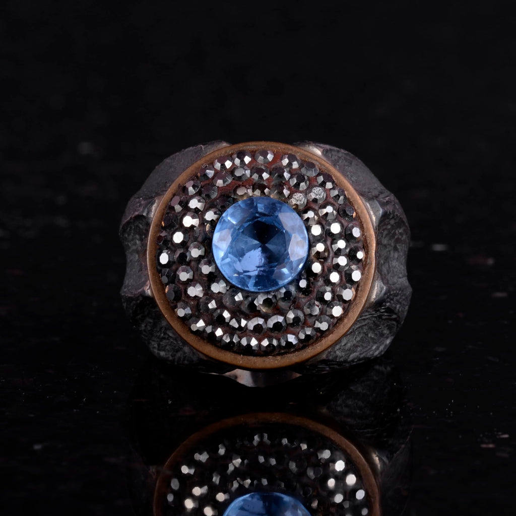 Natural Blue Topaz Stone Ring - Sultan Ring - 925 Sterling Silver Ring — 2