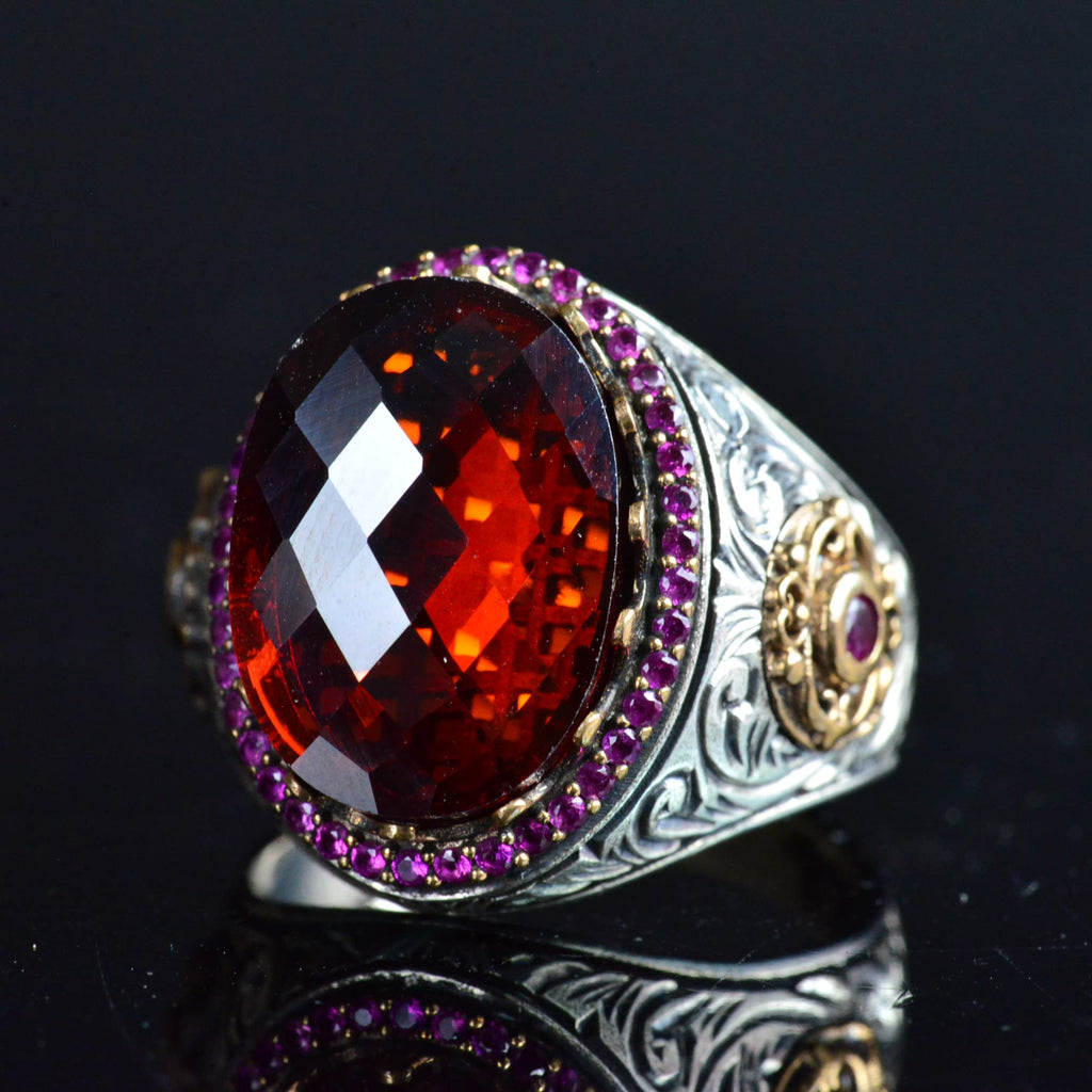 KAMBO Men's Garnet Precious Stone Ring — 3