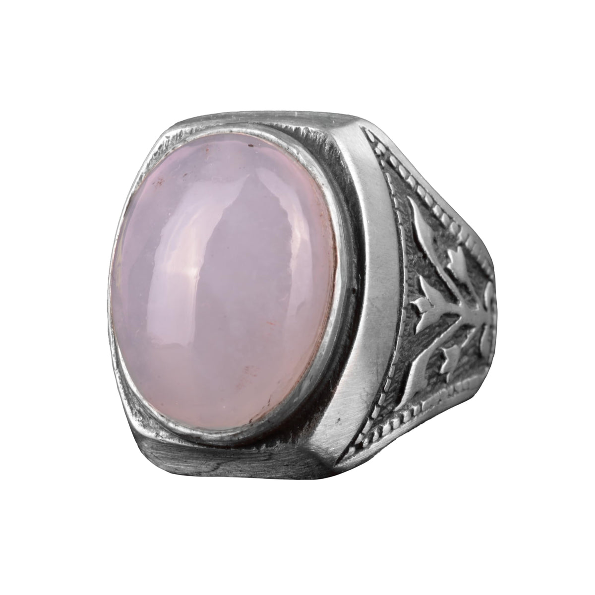 KAMBO Men's Silver Ring, Natural Moonstone Gemstone (Adjustable)