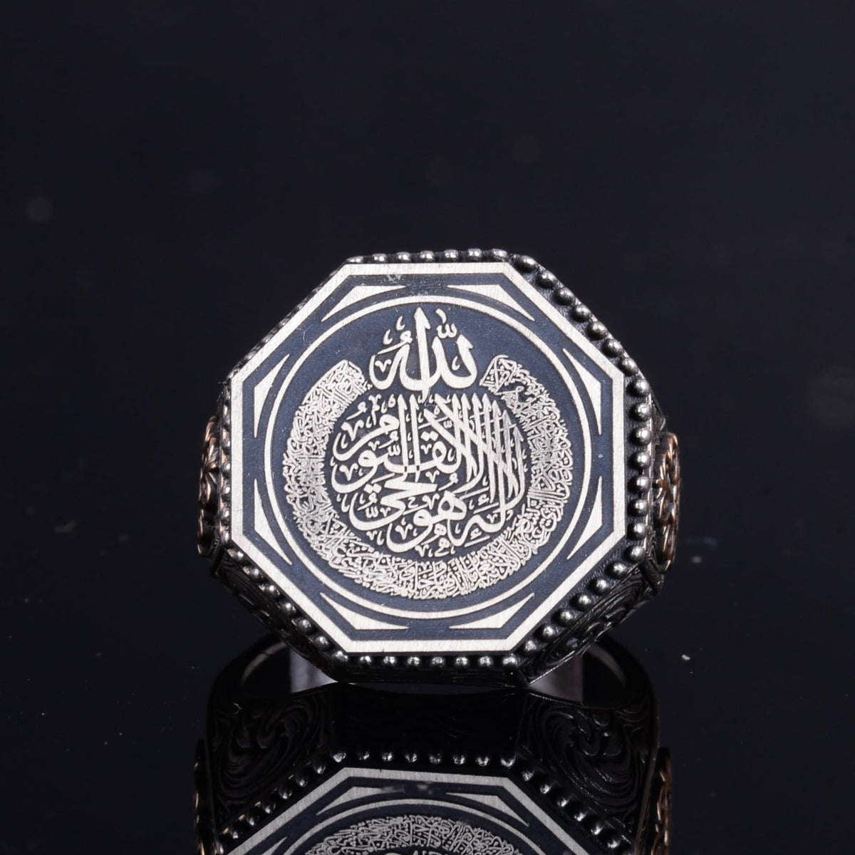 925 Sterling Silver Arabic Ayat al-Kursi Inscribed Religious Handmade Men's Ring — 4