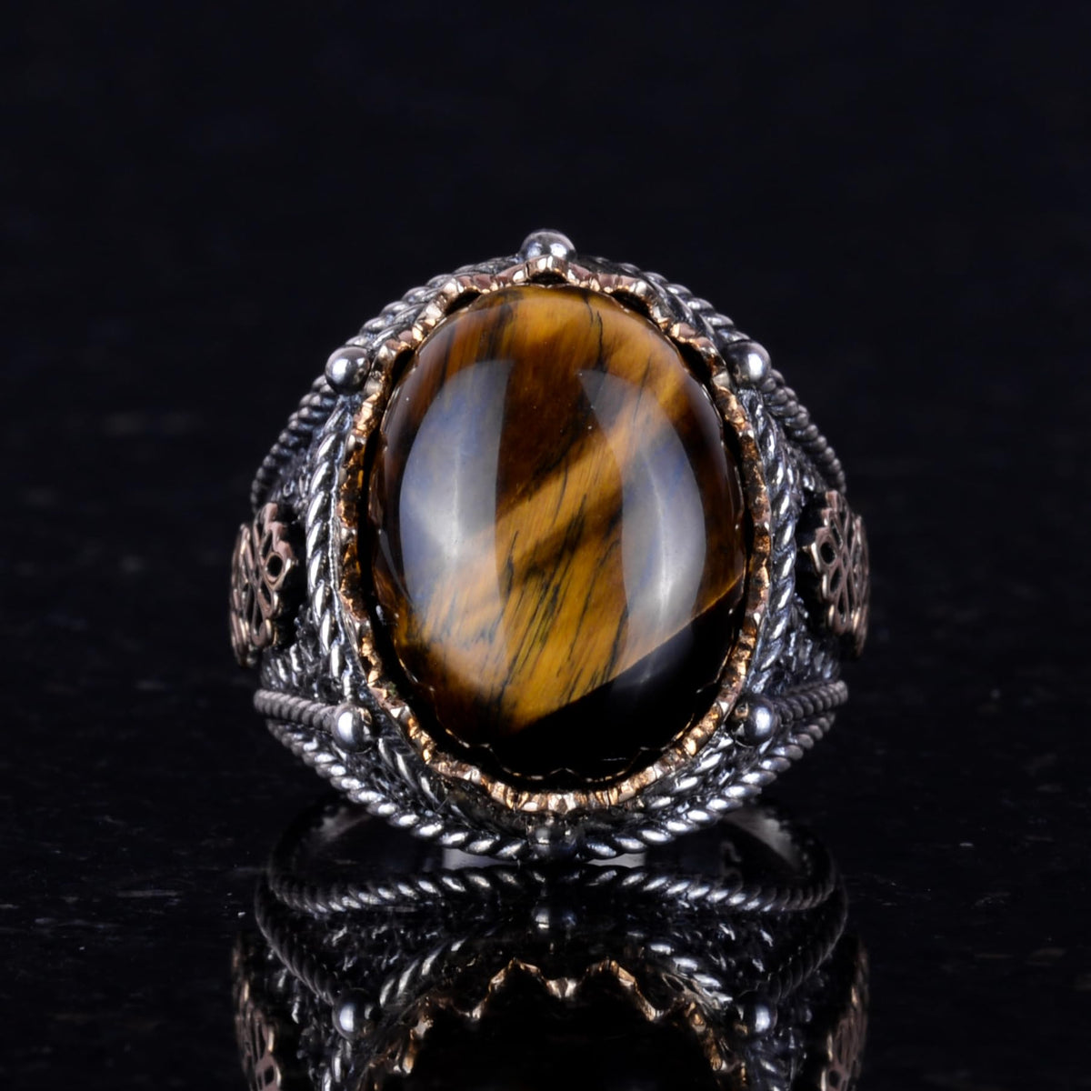 Handmade Tiger's Eye Natural Stone Ring — 2
