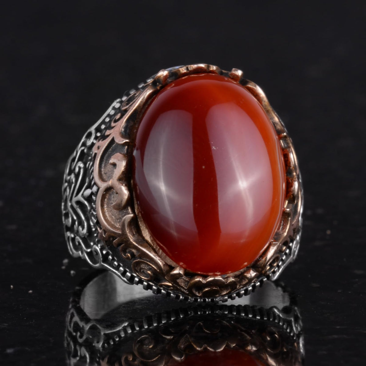 Natural Agate Stone Handmade Ring - 925 Sterling Silver — 5