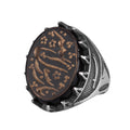 KAMBO 925 Sterling Silver Islamic Calligraphy Ring – Men's Ring with Natural Agate Stone – Handmade Ottoman Seljuk Inspired Statement Jewelry