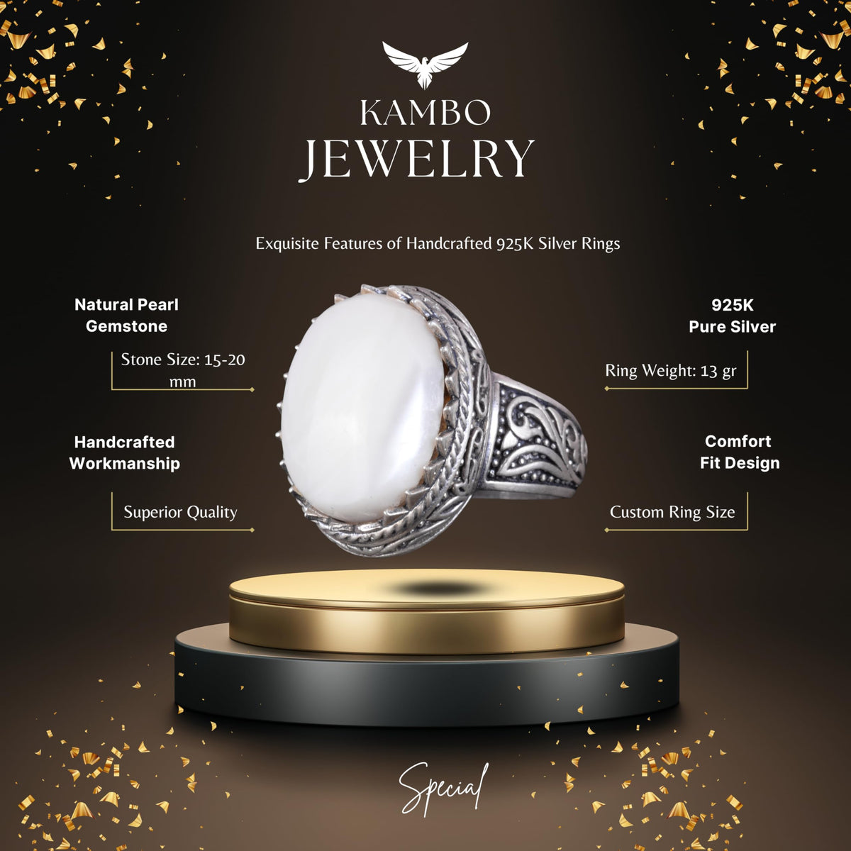 Natural Stone Ring - 925 Sterling Silver Ring (Model-2) — 2