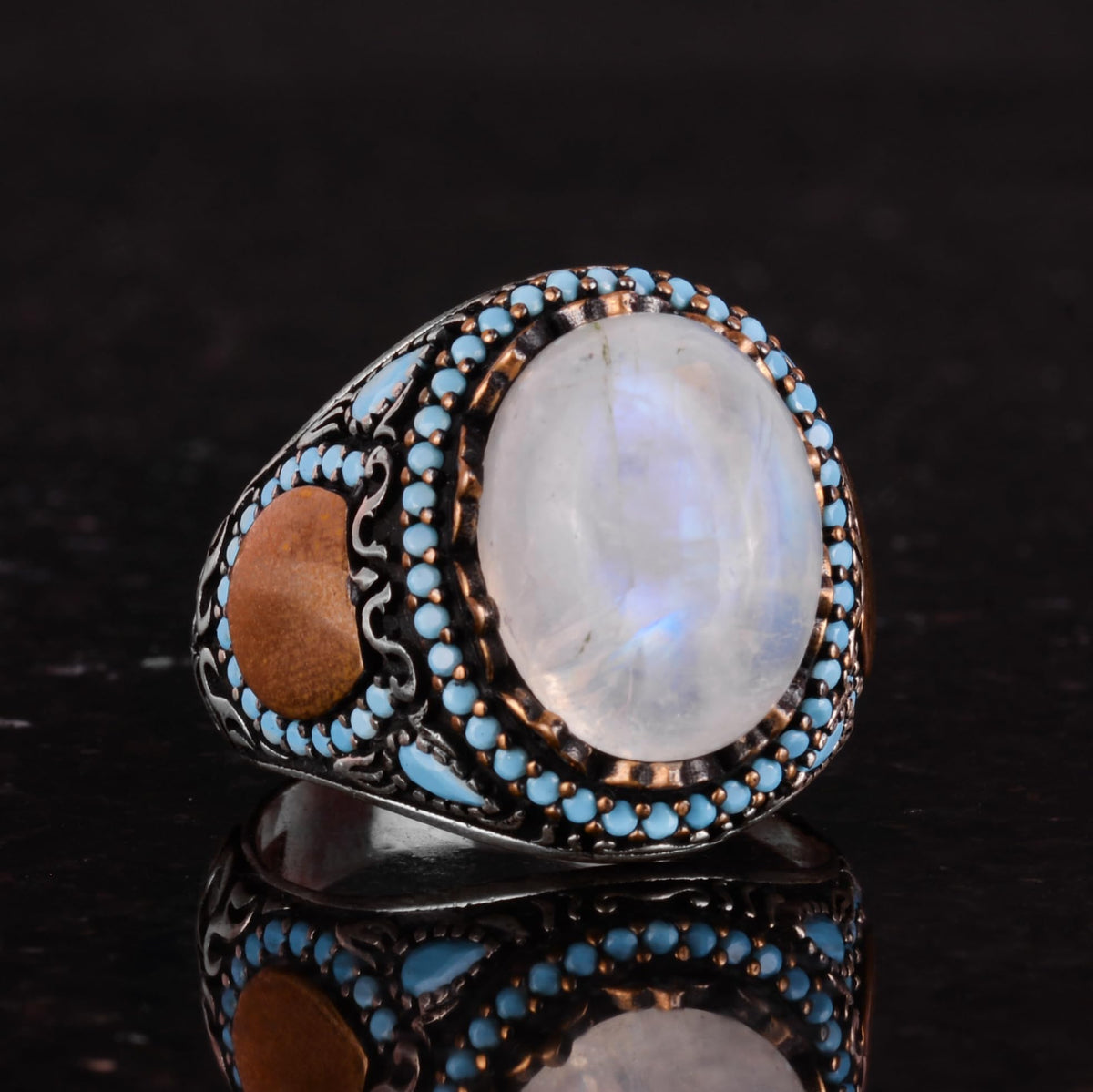 Natural Moonstone Ring - Handcrafted 925 Sterling Silver Ring — 5