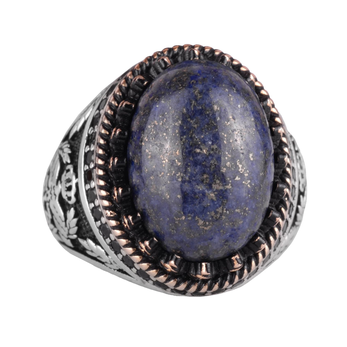 Natural Lapis Lazuli Stone Handmade Eagle Ring - 925 Sterling Silver