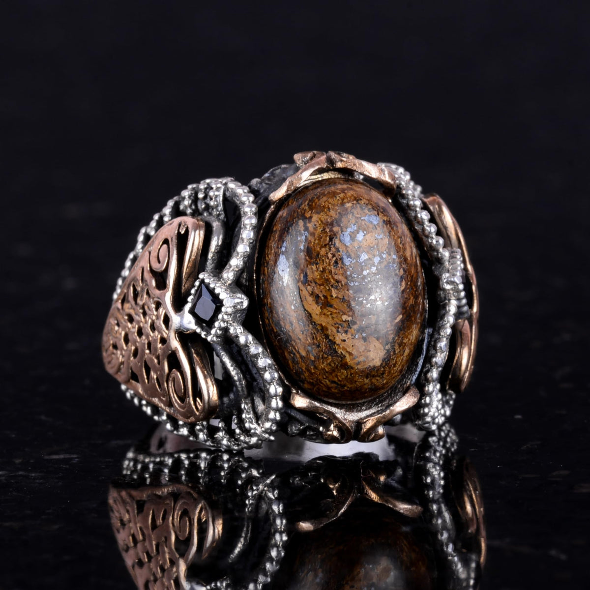 Handcrafted Natural Bronzie Stone Ring (Model-2) — 6