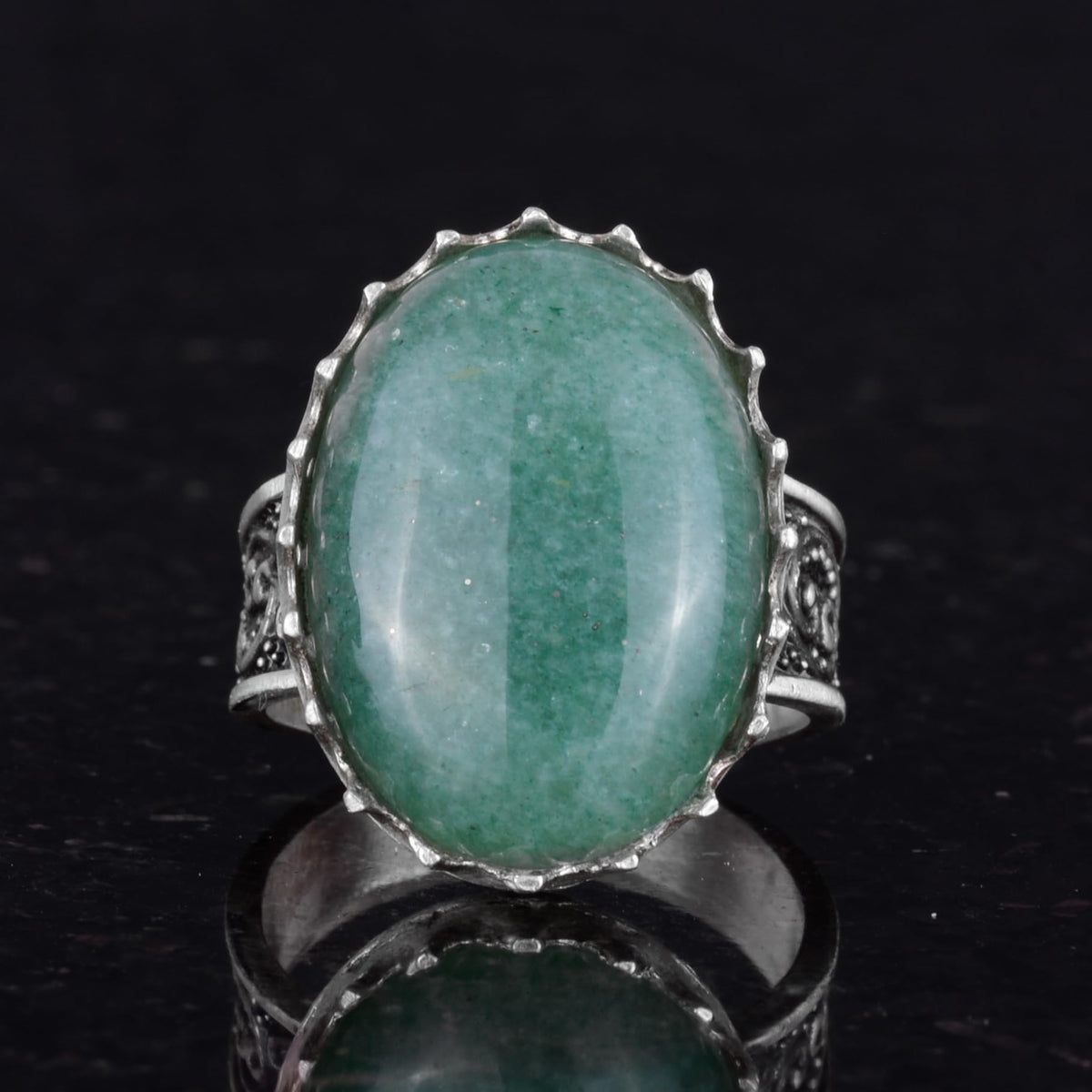 Natural Aventurine Stone Ring - 925 Sterling Silver Handmade Ring — 4