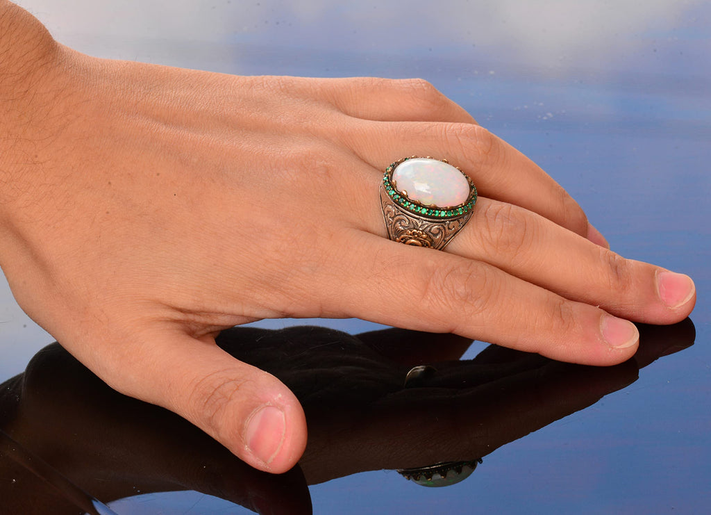 Natural Australian Opal Stone Ring, 7.55 Carats, 925 Sterling Silver Ring — 6