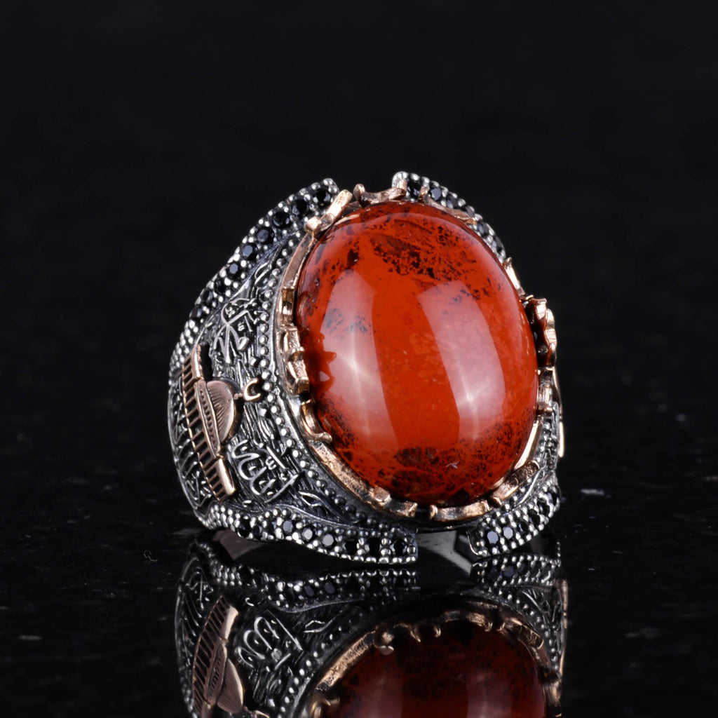 Natural Red Bloodstone Silver Ring — 4