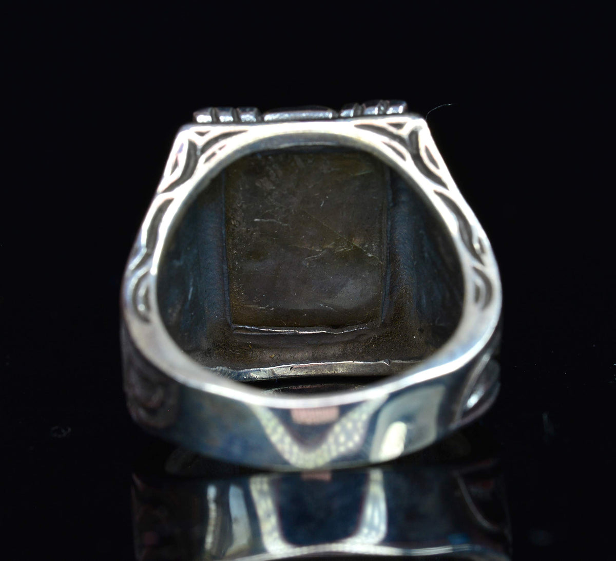 925 Sterling Silver Men's Ring, Natural Labradorite Stone — 5