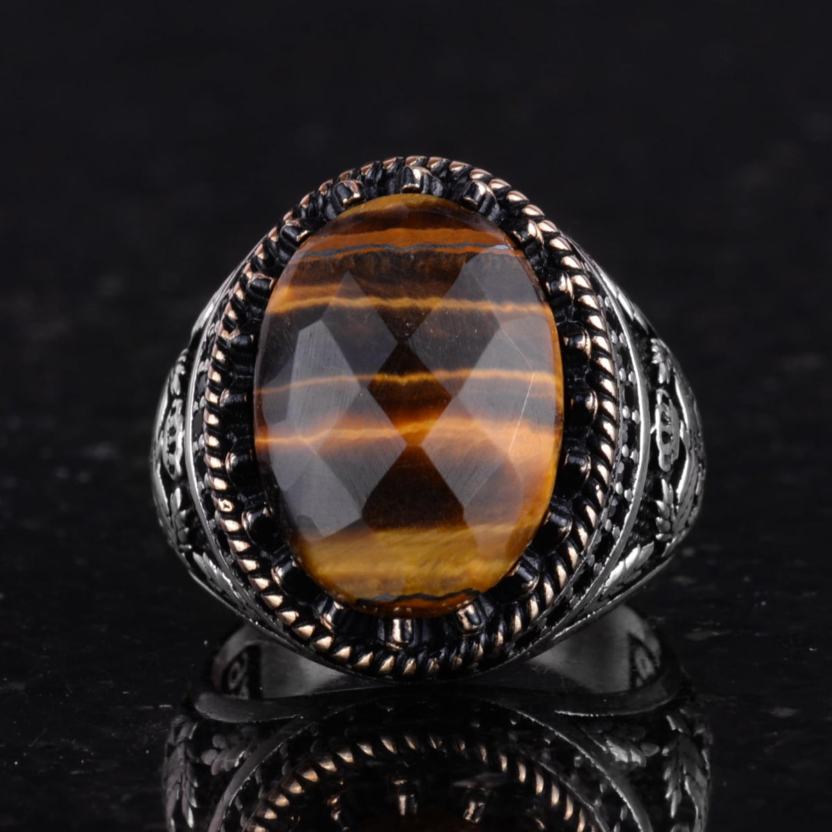 Natural Stone Ring - Handmade Eagle Ring - 925 Sterling Silver Ring — 4
