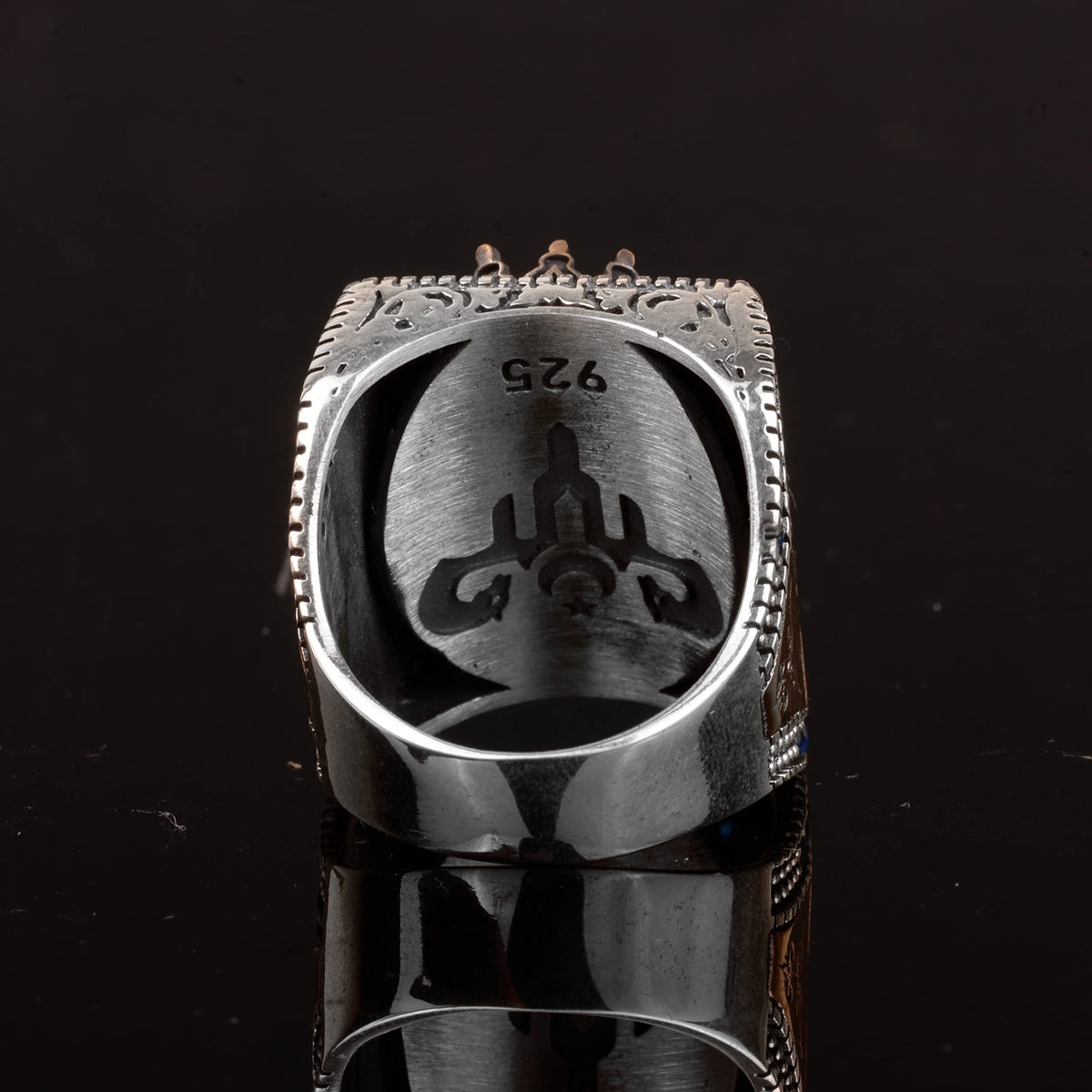 Natural Blue Druzy Quartz Stone Men's Ring — 5