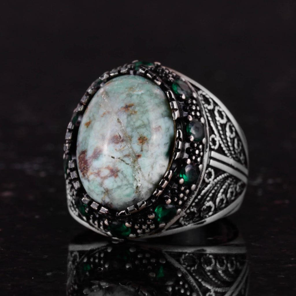 KAMBO Natural Larimar Gemstone Ring - Handmade 925 Sterling Silver — 6