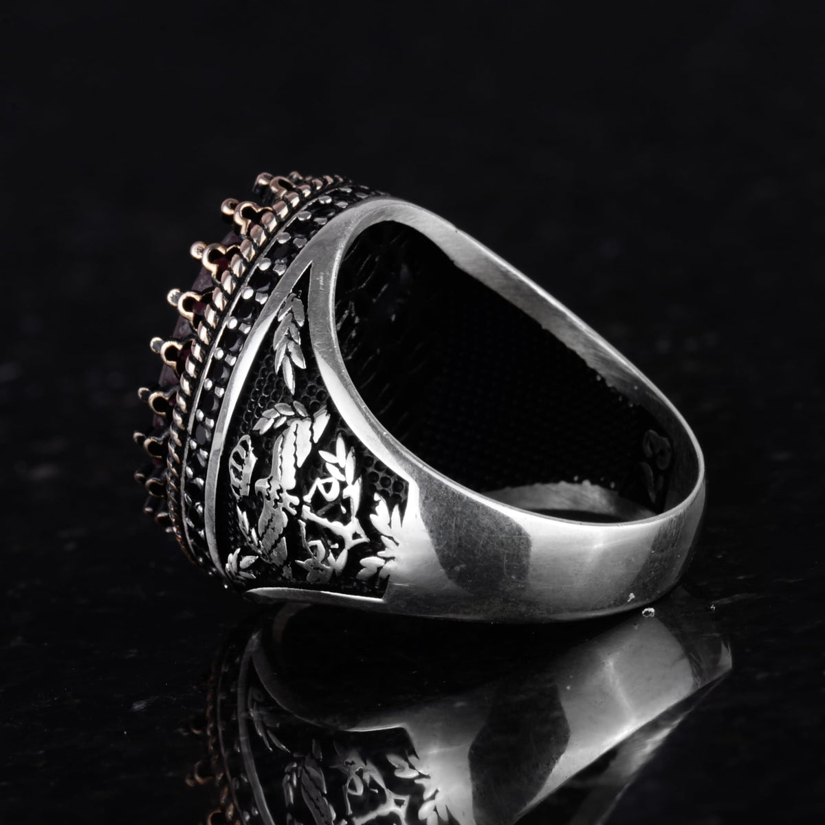 Natural Stone Ring - Handmade Eagle Ring - 925 Sterling Silver (Ruby) — 7