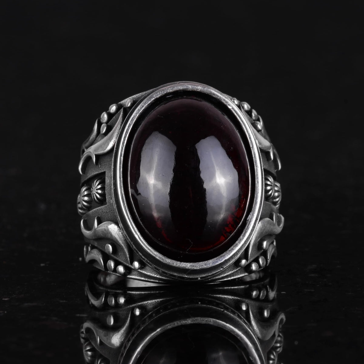 925 Sterling Silver Natural Garnet Stone Ring — 3