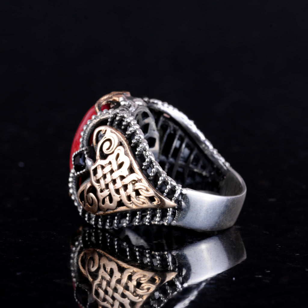 Natural Coral Stone Ring — 5