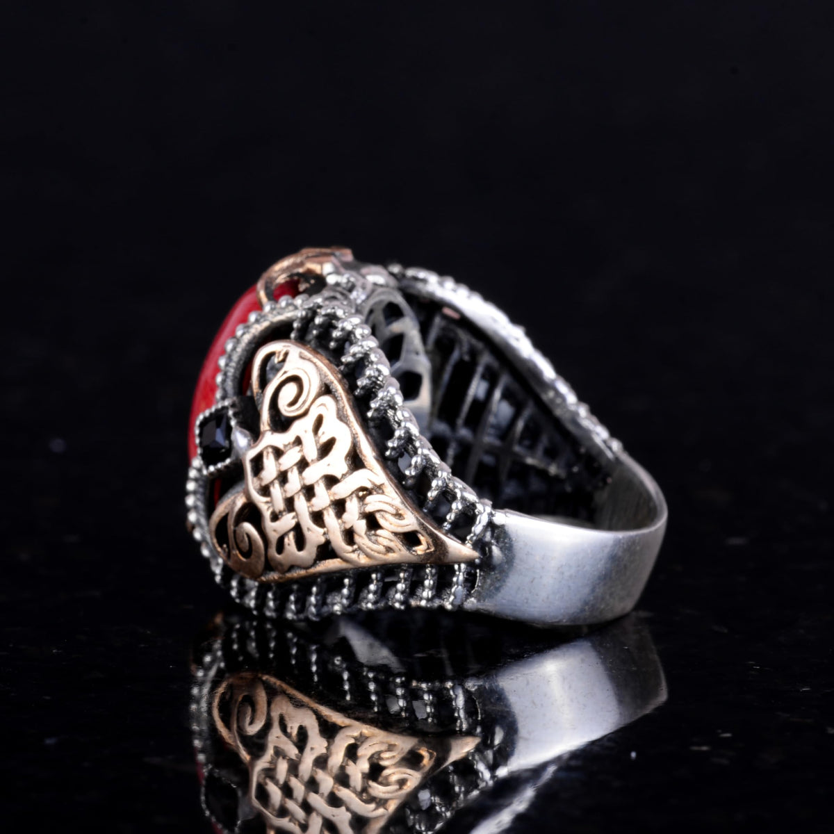 Natural Coral Stone Ring — 5