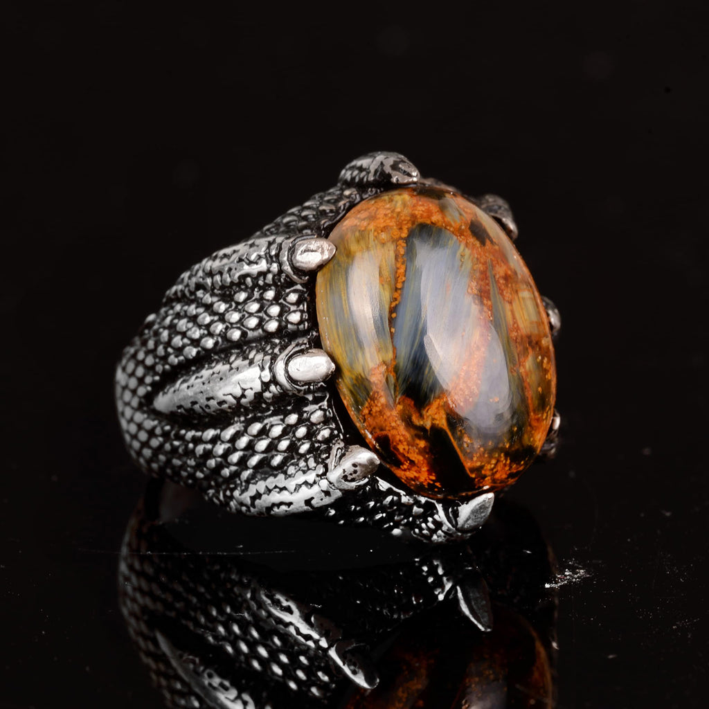 Natural Pietersite Stone Ring, Handmade Men's Ring, 925 Sterling Silver — 3