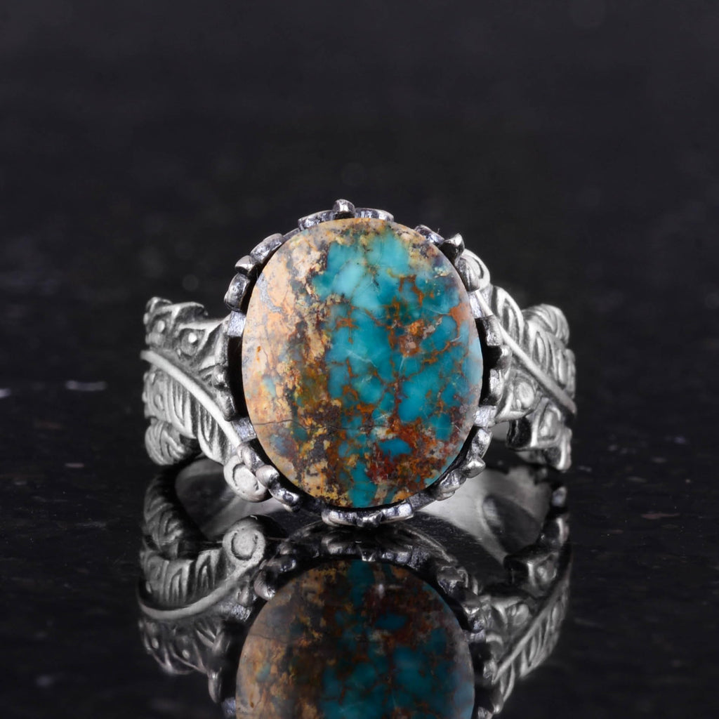 Natural Arizona Turquoise Stone Ring, 925 Sterling Silver Ring, Minimalist Handmade Ring (Model-6) — 4