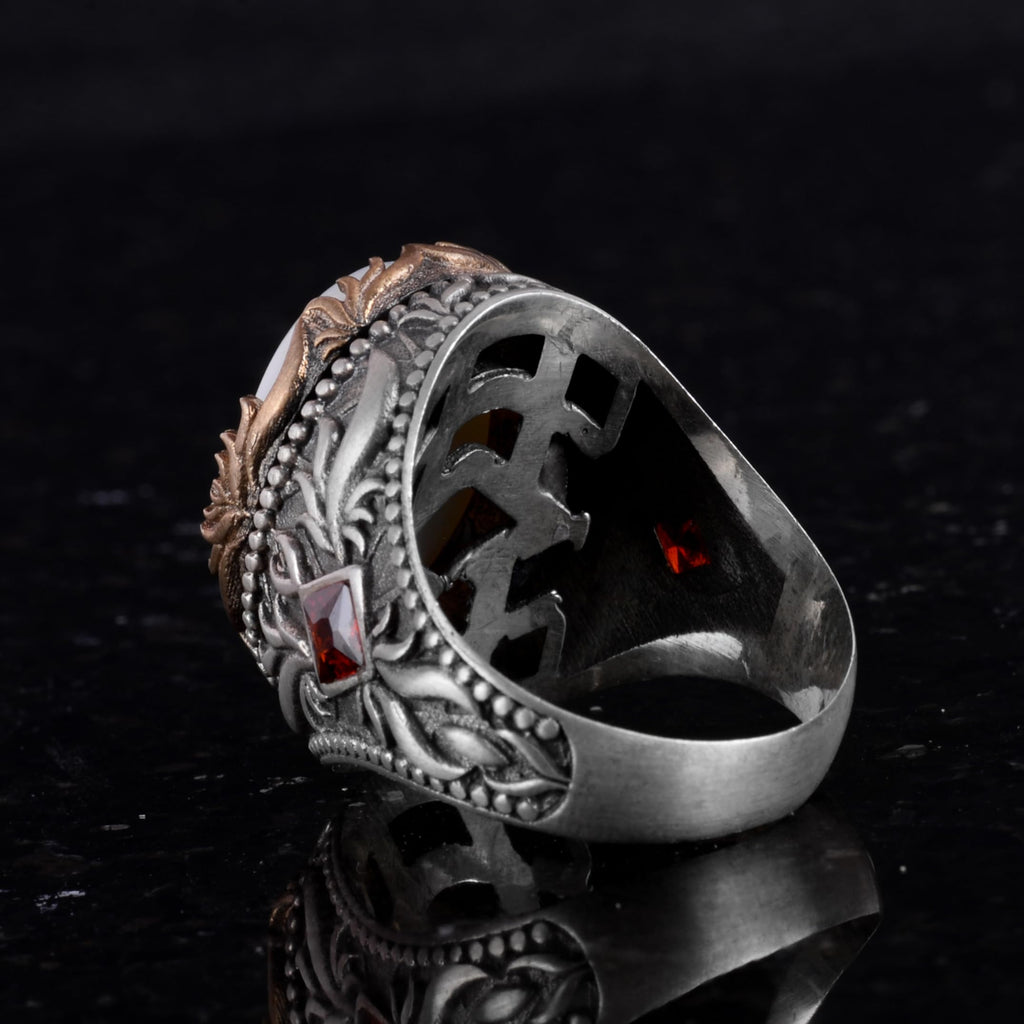 Natural Pearl Stone Handmade 925 Sterling Silver Ring — 7