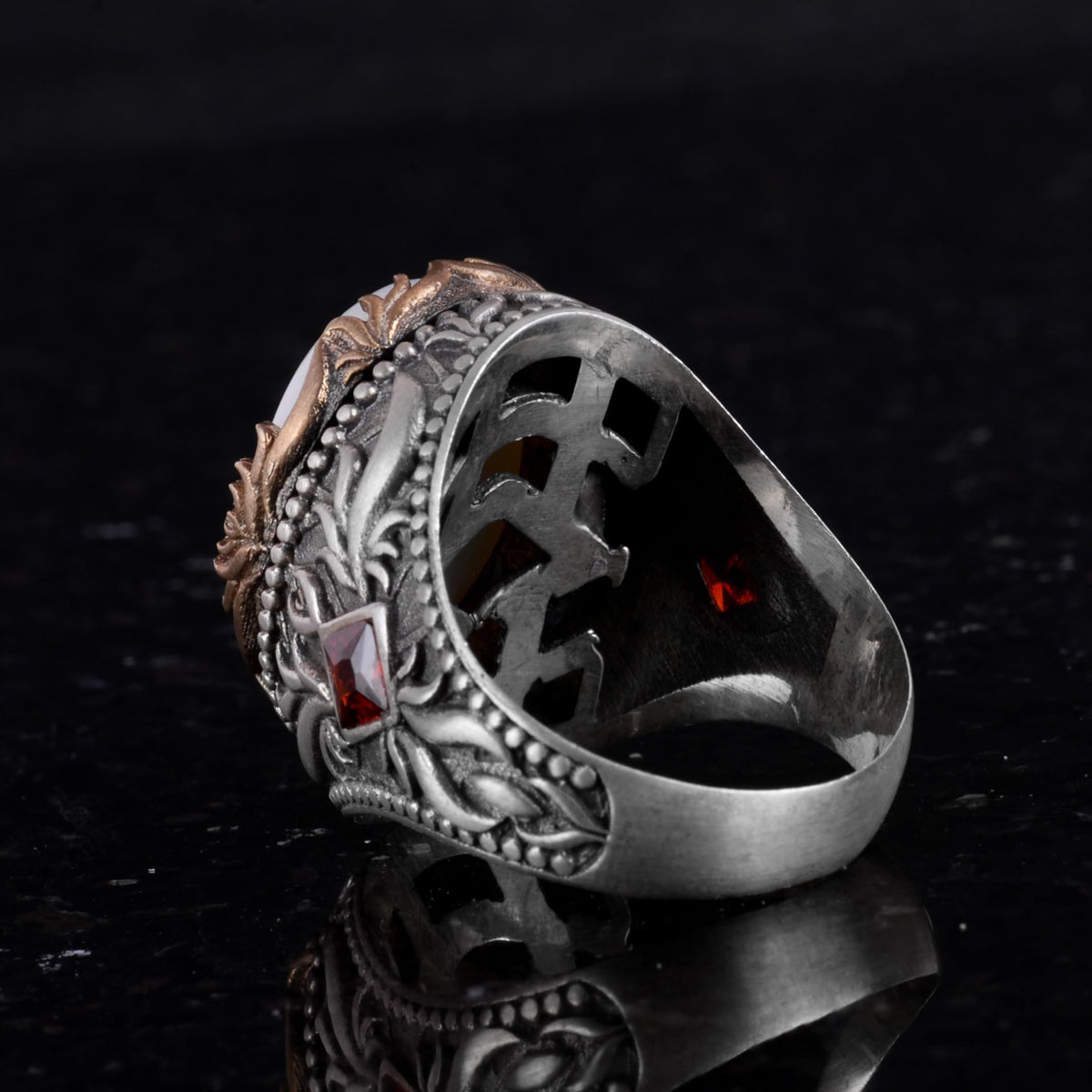 Natural Pearl Stone Handmade 925 Sterling Silver Ring — 7