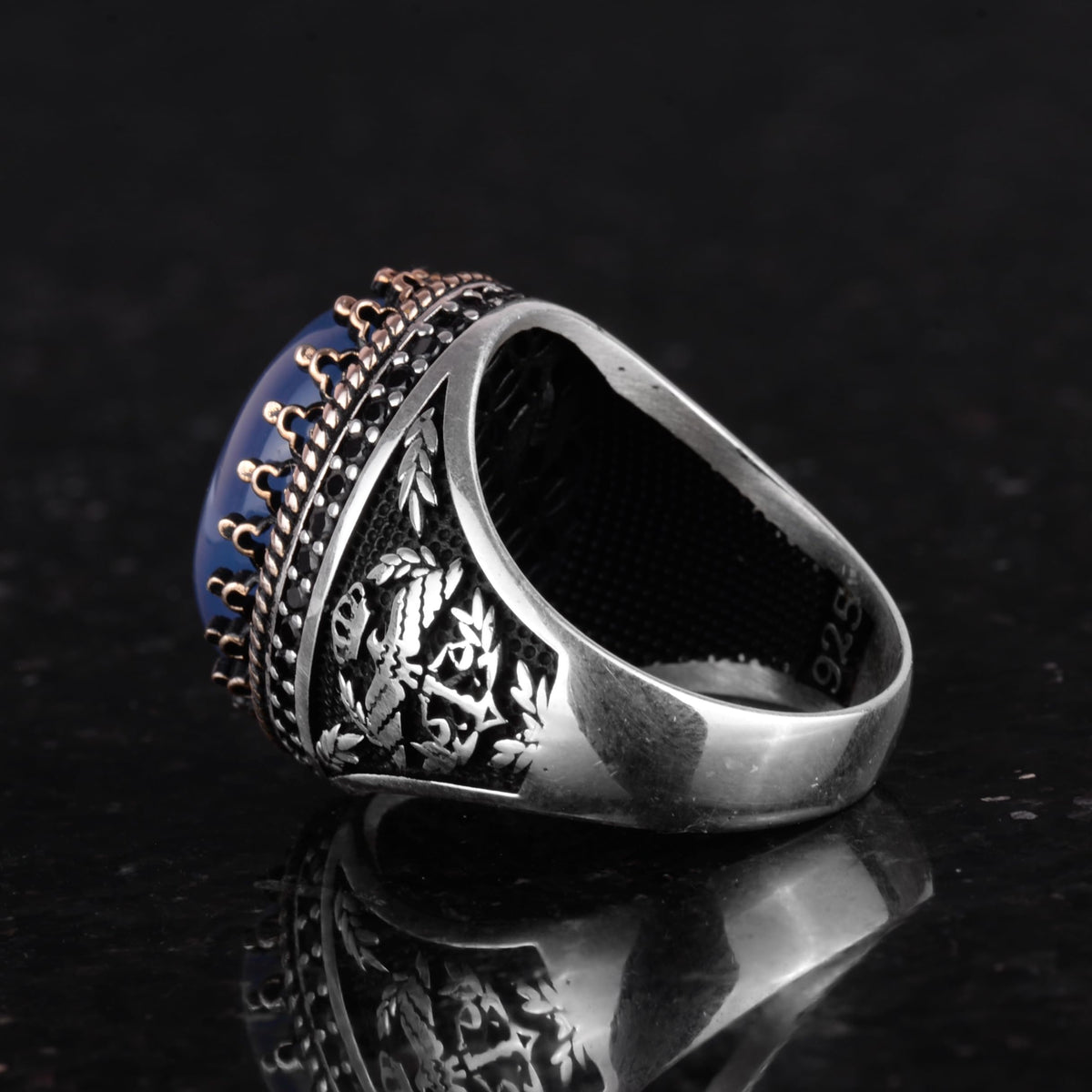 Natural Stone Ring - Handmade Hawk Ring - 925 Sterling Silver — 7