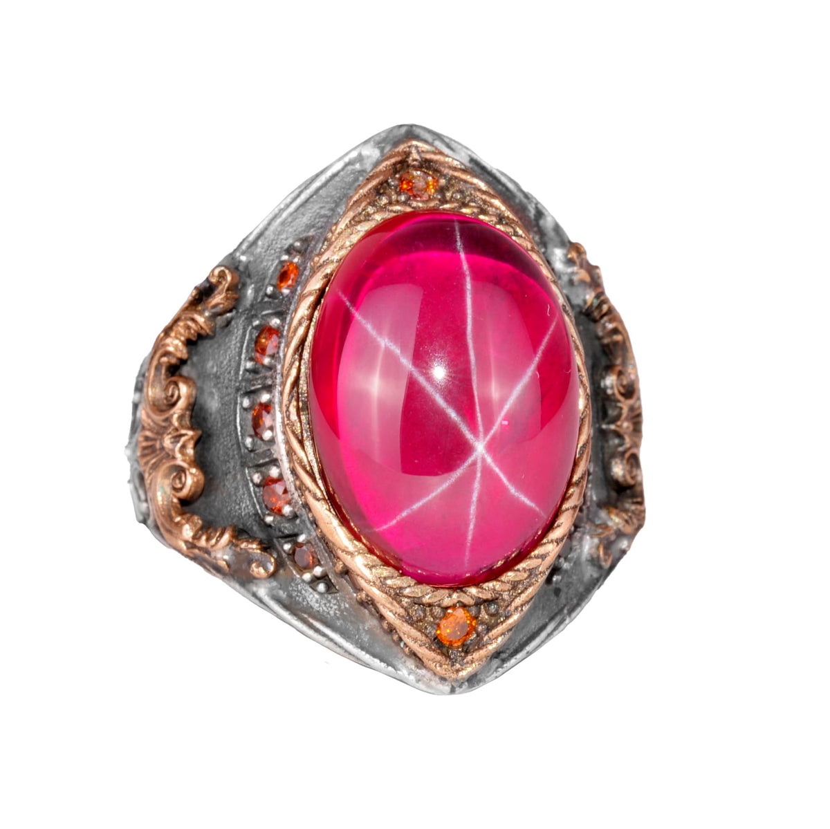 Natural Star Ruby Stone Ring - Handmade, 925 Sterling Silver