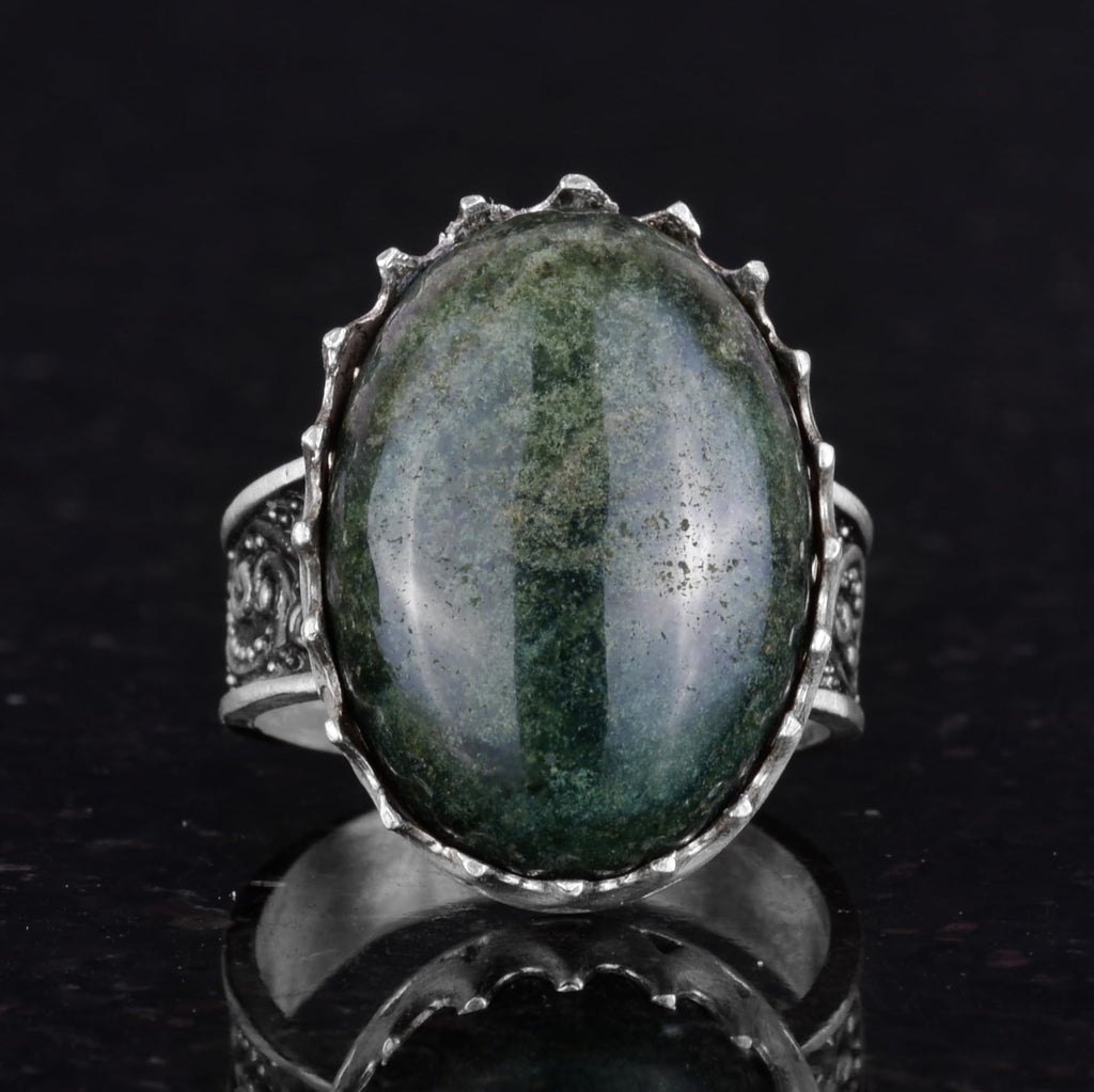 Natural Emerald Stone Ring - 925 Sterling Silver Handmade Ring — 4