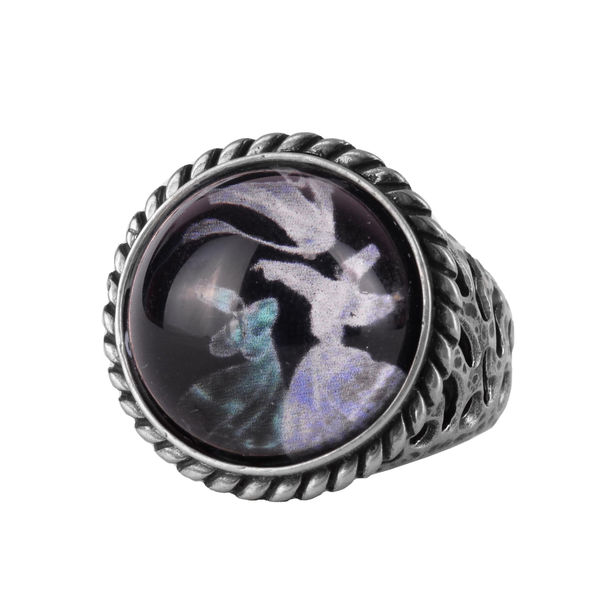 KAMBO Celestial Stone Men's Ring – Round Mystic Cabochon 925 Sterling Silver Handmade Statement Ring