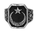 925 Sterling Silver Men's Ring - Moon and Star Design - Elegant Islamic Jewelry