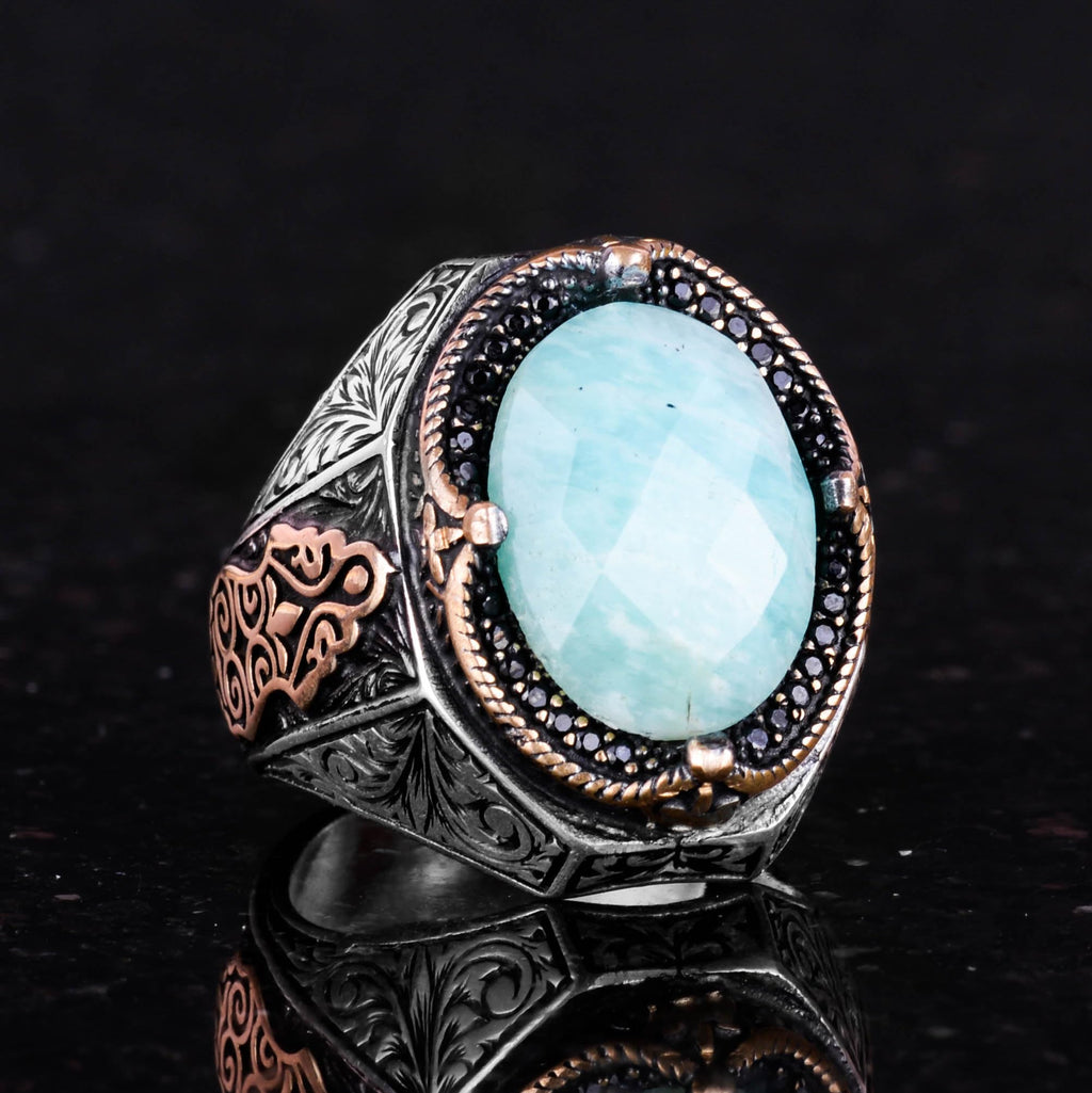 925 Sterling Silver Ring - Natural Amazonite Stone Ring — 6