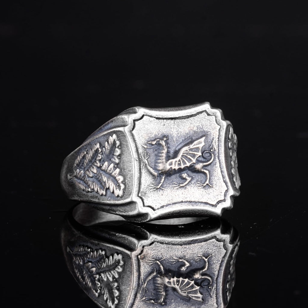 KAMBO Dragon Designed 925 Sterling Silver Men's Ring – Handmade Vintage Style Legendary Ring — 6