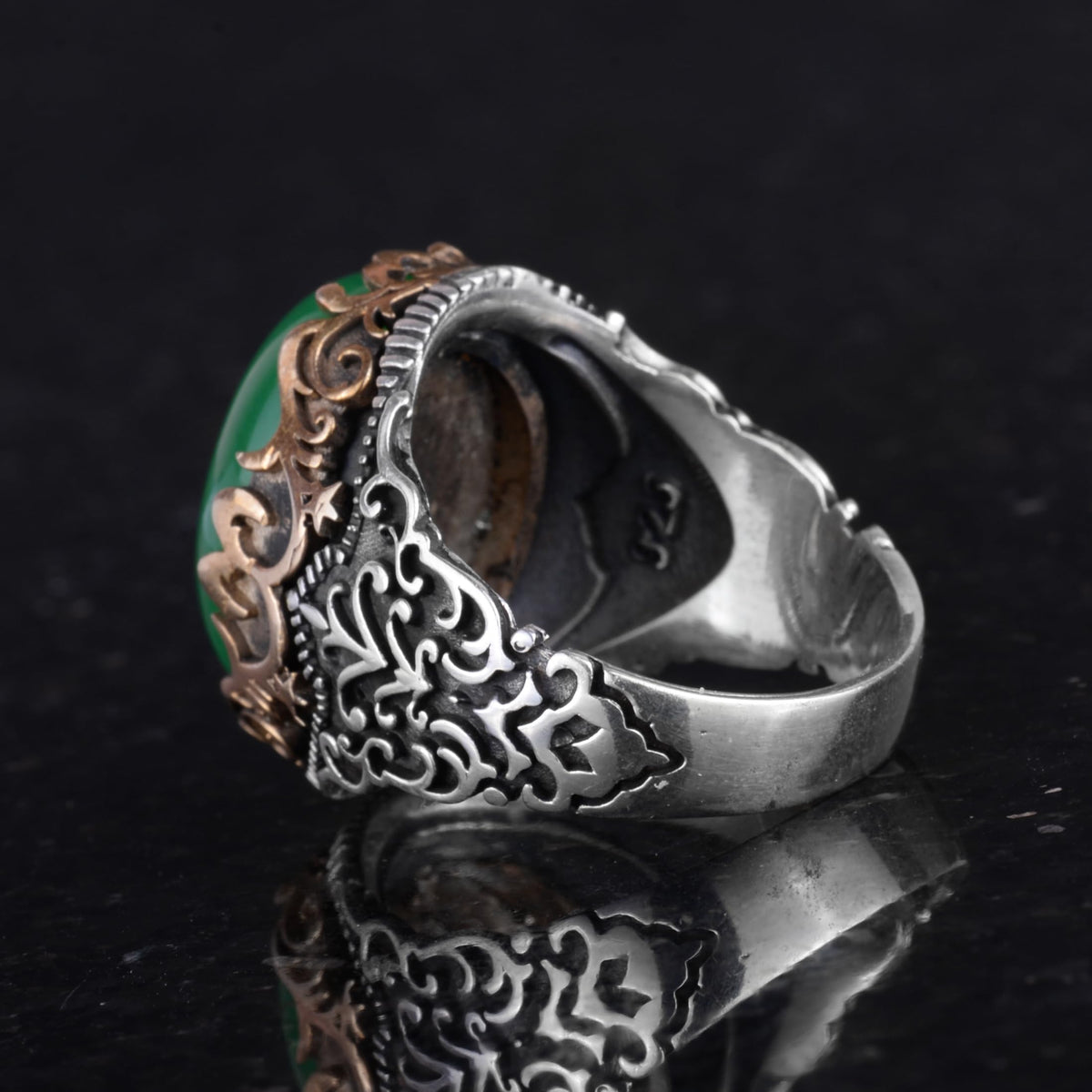 Natural Jade Stone Handmade Ring - 925 Sterling Silver — 5