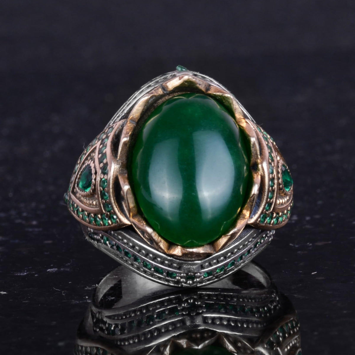 Natural Jade Stone Handmade Ring - 925 Sterling Silver (Model-2) — 4