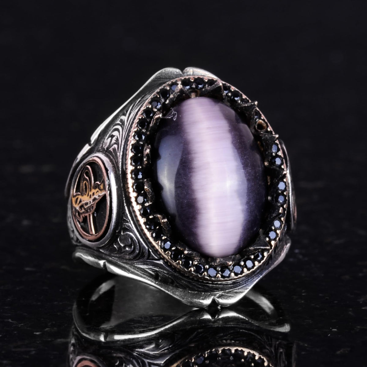 925 Sterling Silver Men's Ring - Handmade Elegance with Natural Stone (Model-2) — 2