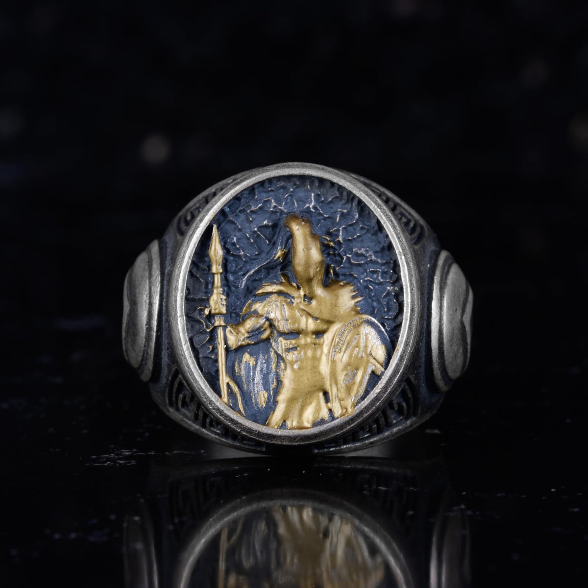 KAMBO 925 Sterling Silver Men's Spartan Warrior Ring – Handmade Ancient Greek Military Design (Gold Plated) — 4