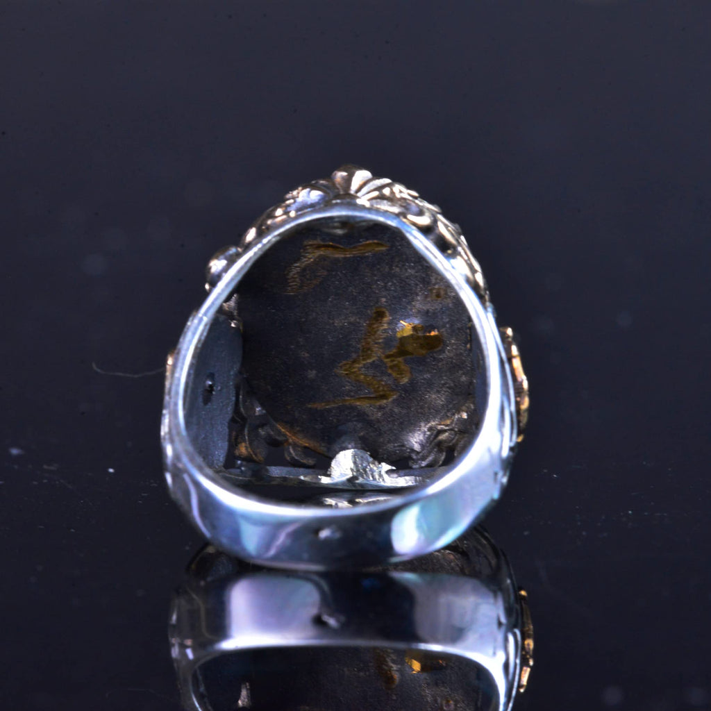 Sailor Anchor Silver Ring, Natural Stone Ring, 925 Sterling Silver Ring (Amber) — 7