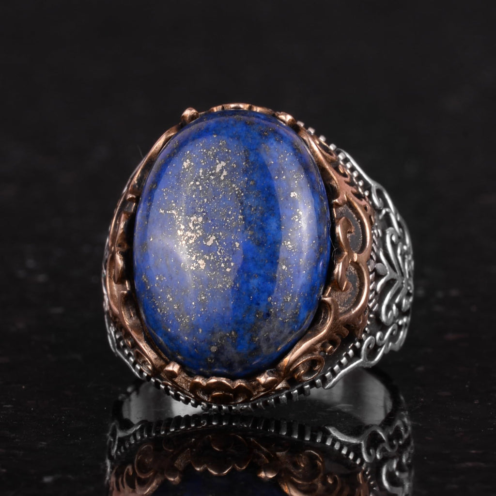 Natural Lapis Lazuli Stone Handmade Ring - 925 Sterling Silver — 6